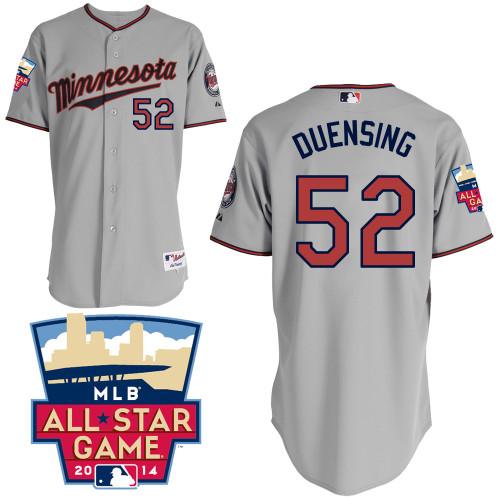 Brian Duensing #52 Youth Baseball Jersey-Minnesota Twins Authentic 2014 ALL Star Road Gray Cool Base MLB Jersey